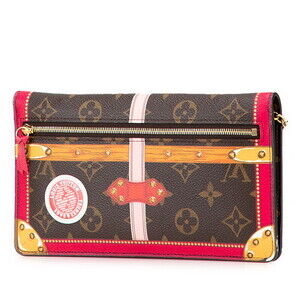Louis Vuitton Pochette Monogram Shoulder Red Bag Leather Brown Weekend